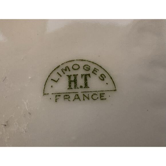 Limoges H.T. Ashtray Pair Tobacciana Gold Trim Pirate Ship Sailor Cigar Man Cave - Picture 5 of 5